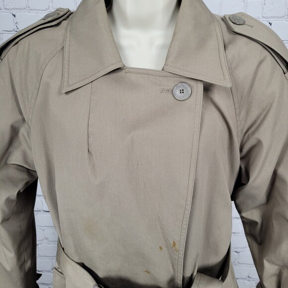 Saxton Hall Brown Thermo Lite Lined Belted Double Breasted Trench Coat Size 10 - Picture 4 of 16